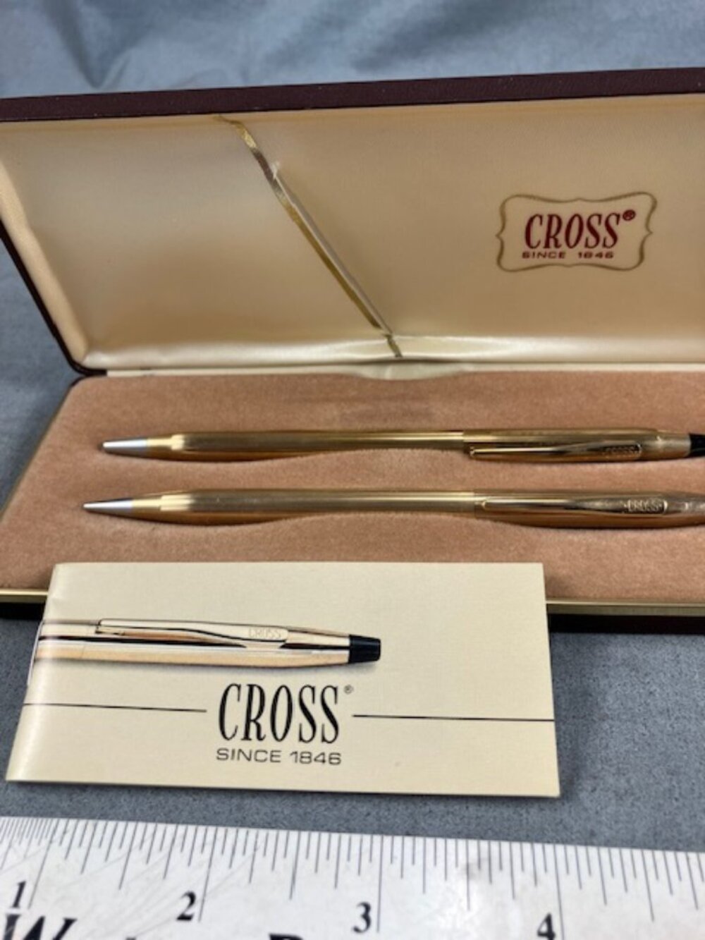 Vtg gold filled Cross Pen & Pencil Set in Case